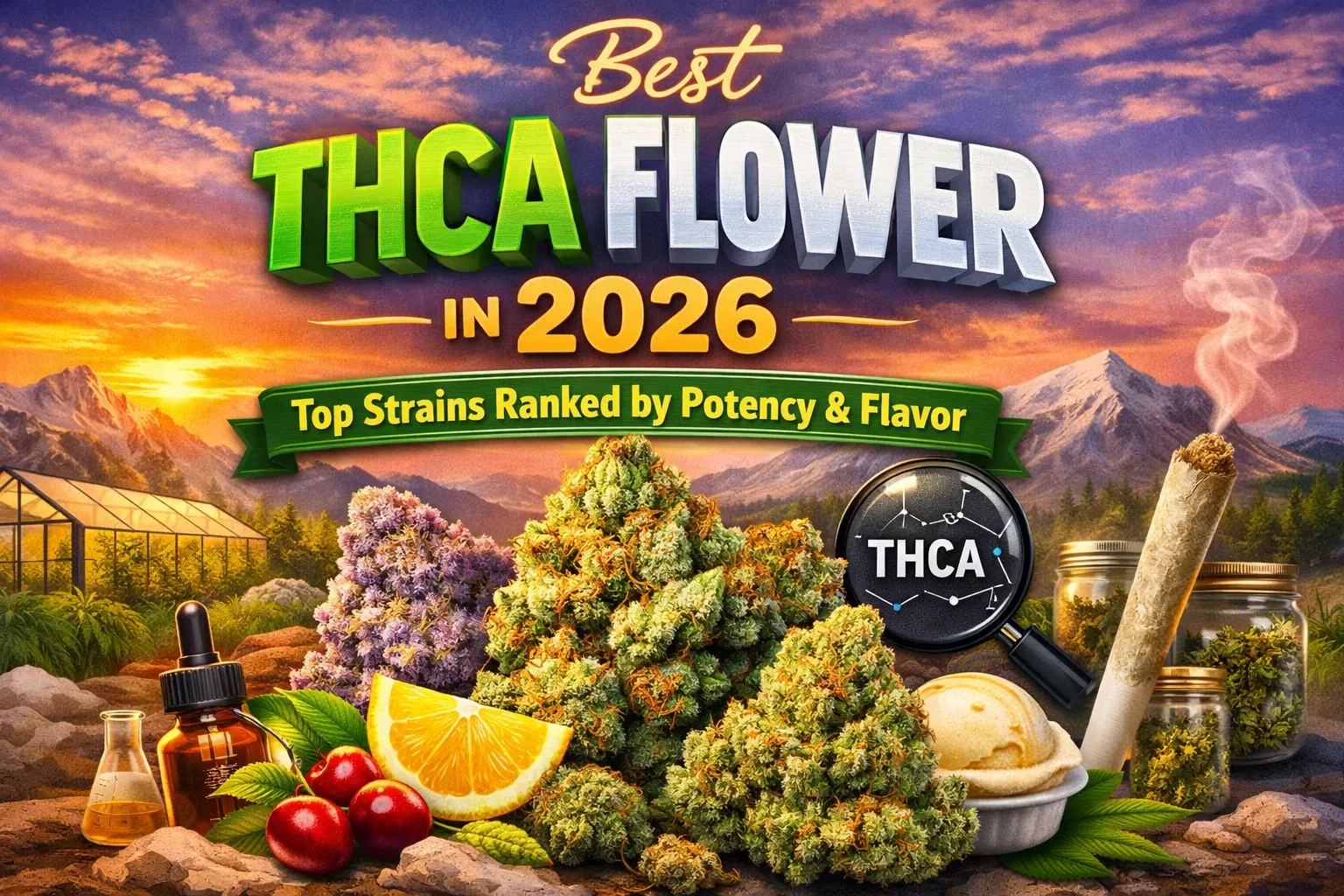 Best THCA flower for relaxation vs energy 2026 featuring indica vs sativa cannabis buds with calming lavender and energizing citrus elements