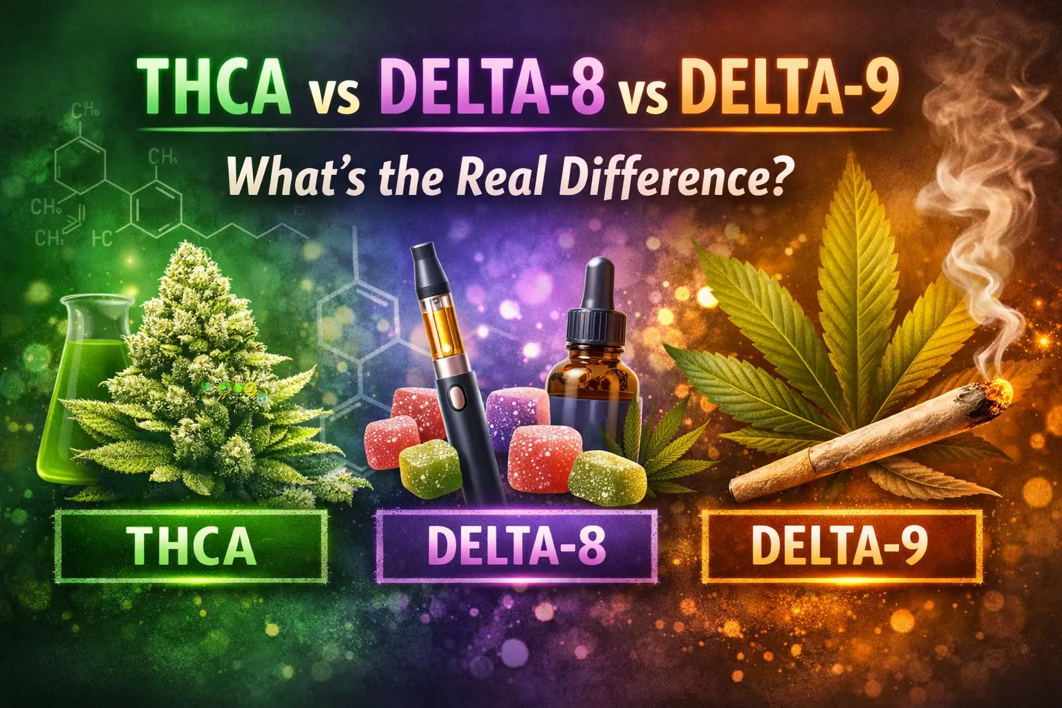 THCa vs Delta-8 vs Delta-9 key differences