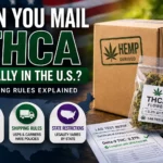 Mailing THCA legally in the U.S. with hemp-derived package, USPS label, and certificate of analysis