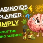 Illustration showing different cannabinoids like THC, CBD, THCA, Delta-8, and CBN explained in a simple beginner-friendly cannabis guide.